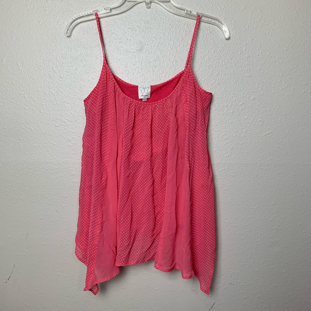 Anthro Ella Moss polka dot red silk tank top